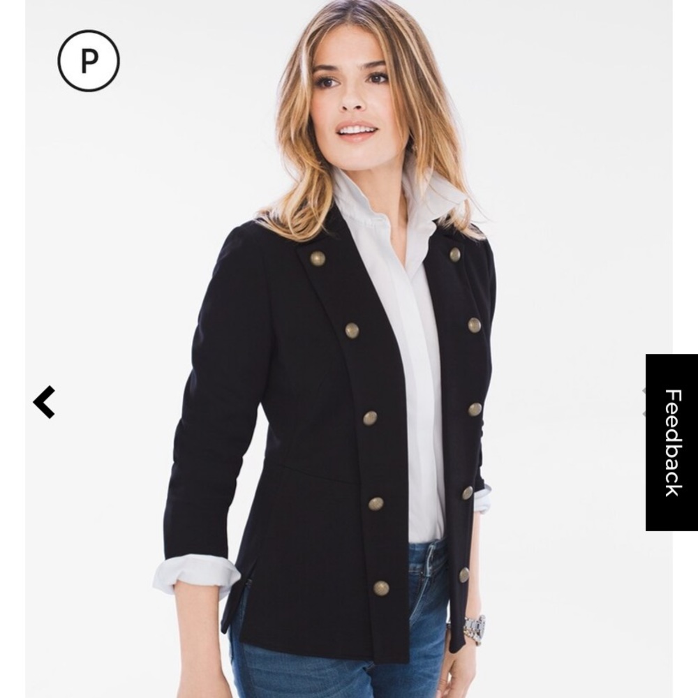 Chico’s Petite Ponte Military Blazer